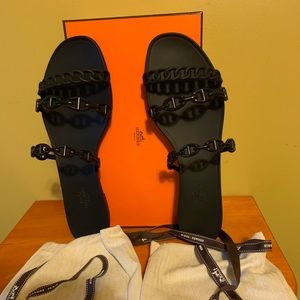 HERMES chain rubber sandals